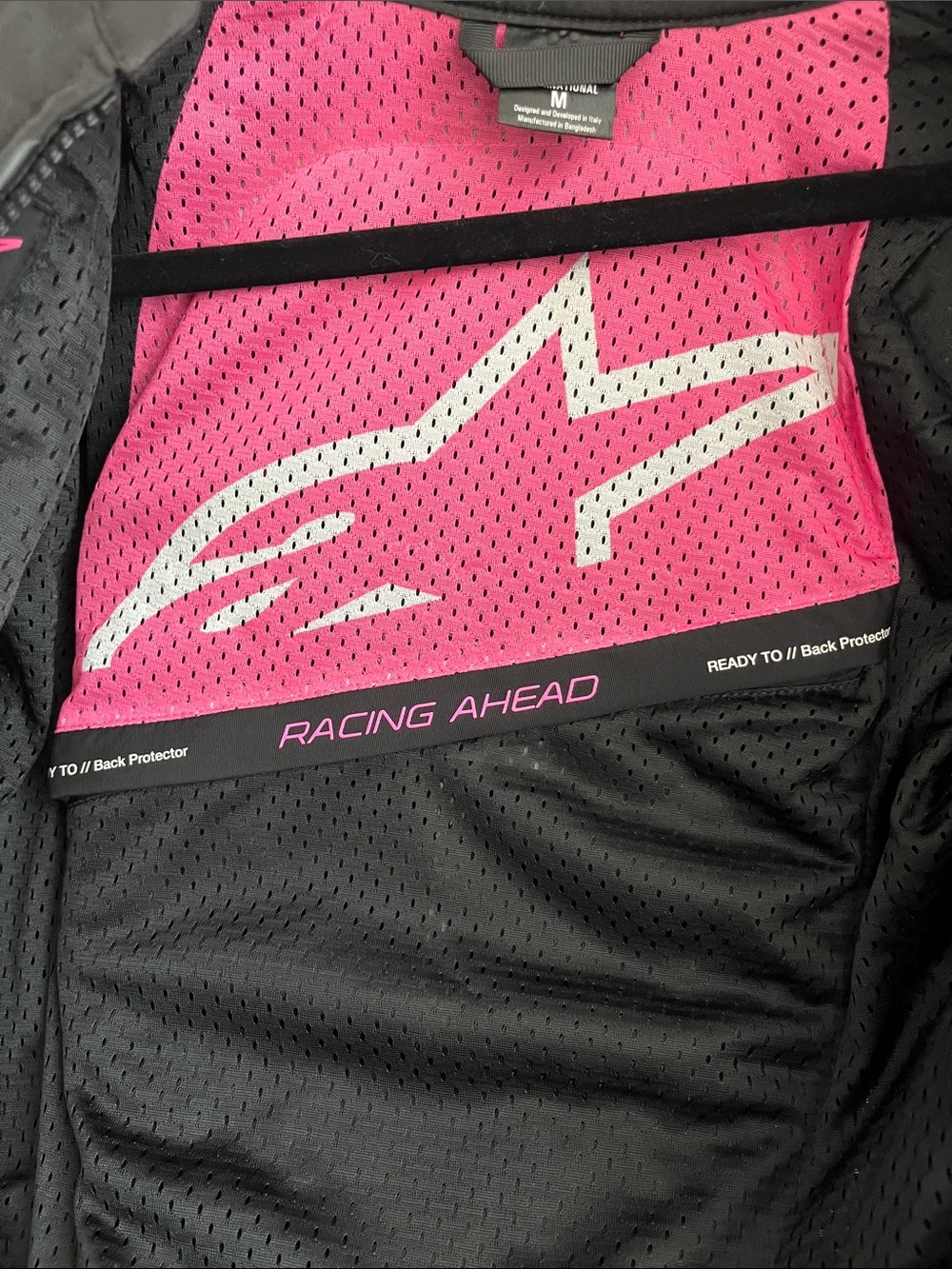 Alpinestars Black Motorcycle Jacket with Pink Liner Accent - Picture 2 of 6